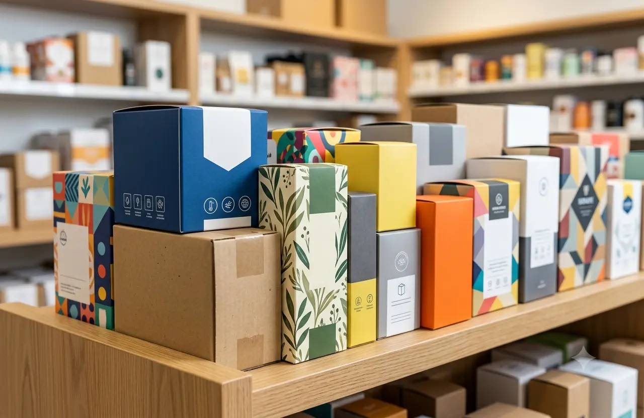Close-up of freshly arrived product packaging on a shelf, representing new arrivals added daily